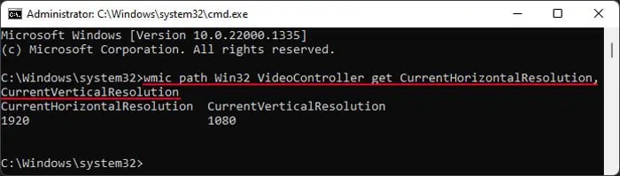 How to Check Monitor's Resolution 7 wmic-path-Win32_VideoController-get-CurrentHorizontalResolutionCurrentVerticalResolution