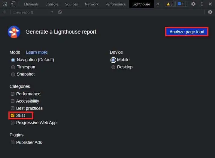 How to Open and Use Chrome Developer Tools 9 analyze-seo-report