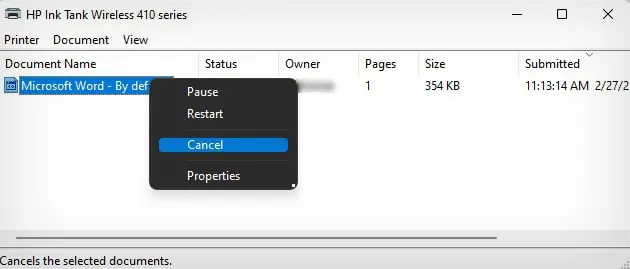 5 Ways to Cancel Print Job on HP Printer 3 cancel-from-taskbar