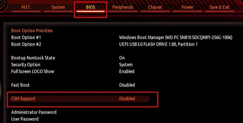 disable-csm-support-best-bios-settings