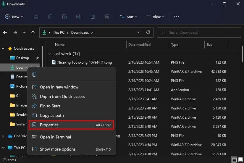 downloads-properties