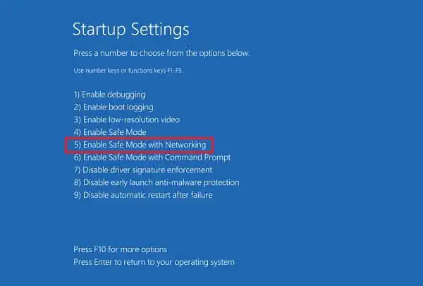 Amber or Orange Light Blinking on Dell Laptop? 16 Ways to Fix It 18 enable-safe-mode-with-networking