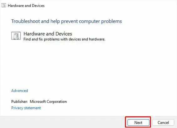 ASUS Keyboard Light When Not Working? Try These 10 Fixes 19 next-to-run-hardware-and-devices-troubleshooter