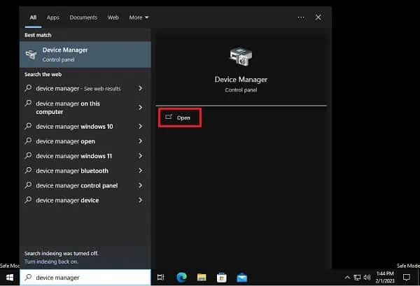open-device-manager-in-save-mode