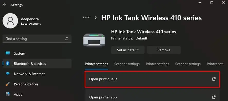 5 Ways to Cancel Print Job on HP Printer 9 open-print-queue-from-settings