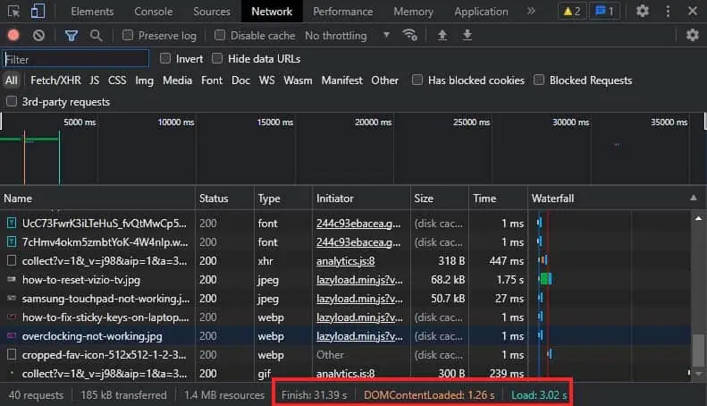 How to Open and Use Chrome Developer Tools 6 page-load-speed-in-chrome-dev-tools