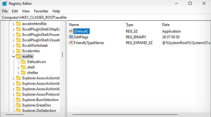 4 Ways to Open EXE File 14 registry-exefile-key-default-entry