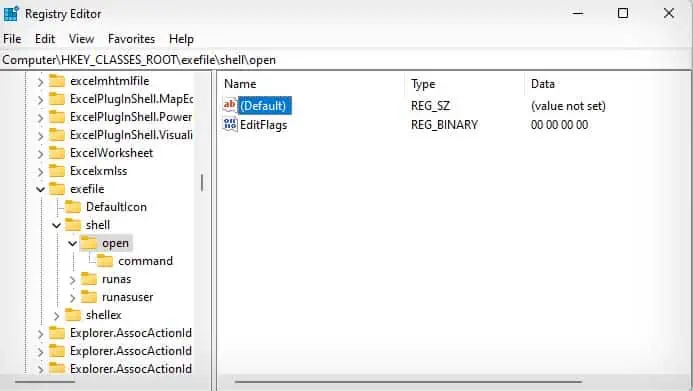 4 Ways to Open EXE File 16 registry-open-key-default-entry