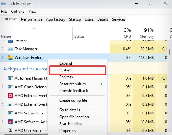 Windows Shift S Not Working? 8 Ways to Fix it 1 restart-windows-explorer-1