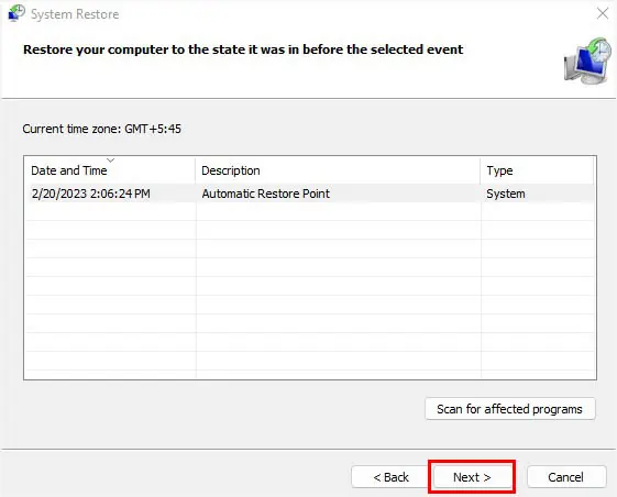 select-automatic-restore-point-and-choose-next