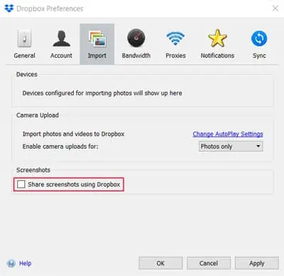 Print Screen Button Not Working? Try These 8 Fixes 5 share-screenshots-using-Dropbox-disable