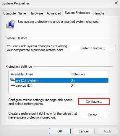 systempropertiesprotection-configure