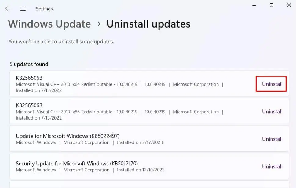 Why is My Mouse Not Working? 20 Ways to Fix It 75 uninstall-button-in-windows-update