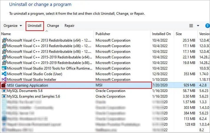 MSI Gaming App Not Opening? 6 Ways to Fix it 10 uninstall-msi-gaming-application