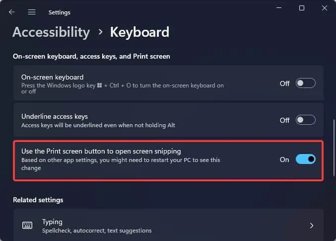 Windows Shift S Not Working? 8 Ways to Fix it 11 use-print-screen-to-invoke-snipping-tool