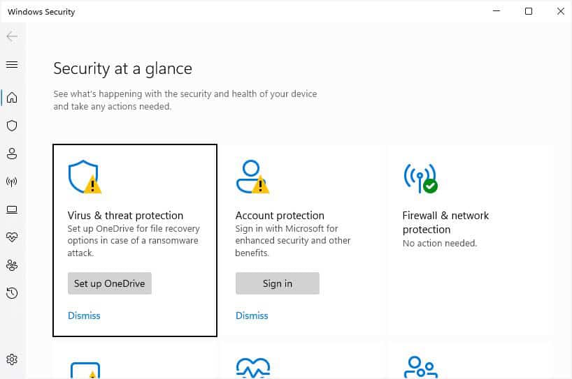 virus and threat protection