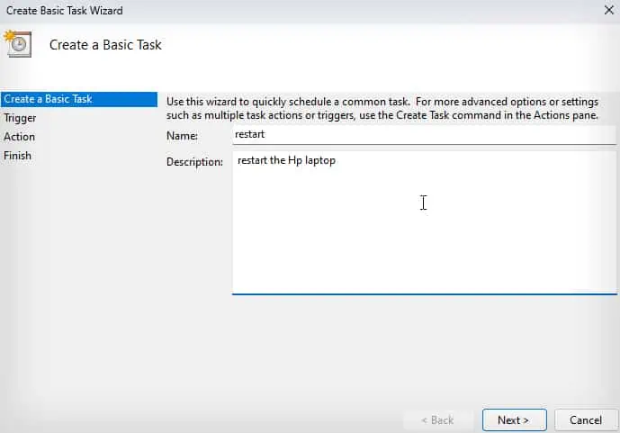 8 Ways to Restart HP Laptop 16 add-name-and-description-to-the-task