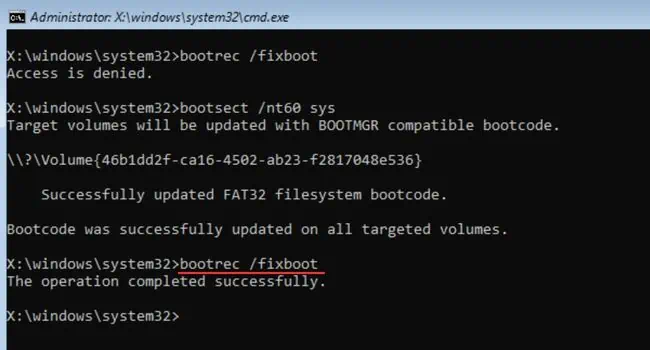 14 Ways to Fix Windows Boot Loop 12 bootrec-fixboot-operation-completed-success