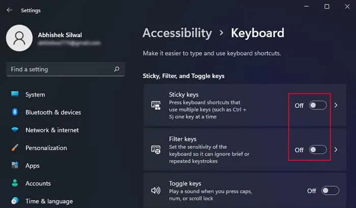 8 Ways to Fix Backspace Key Not Working 5 disable-sticky-and-filter-keys