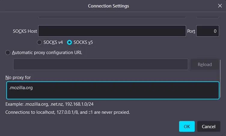 How to Open Proxy Settings in Firefox 5 firefox-proxy-config-no-proxy-for