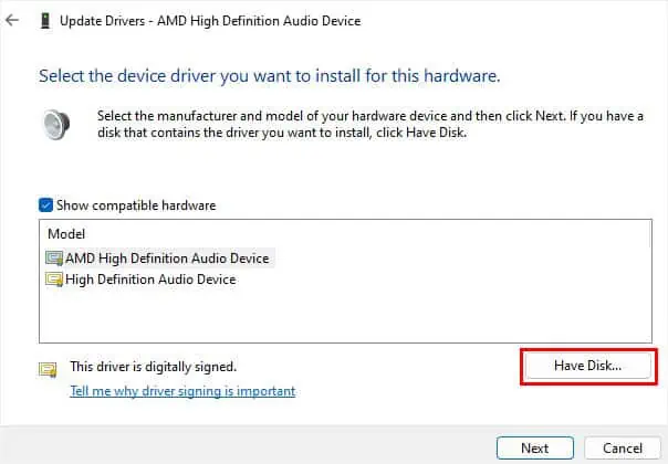 How to Update Sound Drivers on Windows 11 have-a-disk-option-when-updating-drivers