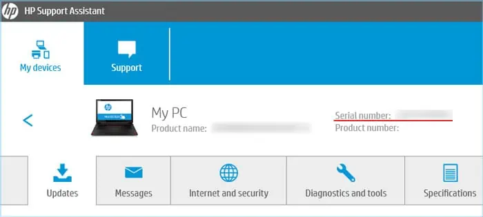 How to Find Serial Number on HP Laptop? 6 Simple Ways 3 hp-support-assistant-serial-number-1