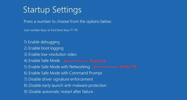 14 Ways to Fix Windows Boot Loop 26 press-f4-for-safe-mode-and-f5-for-safe-mode-with-networking