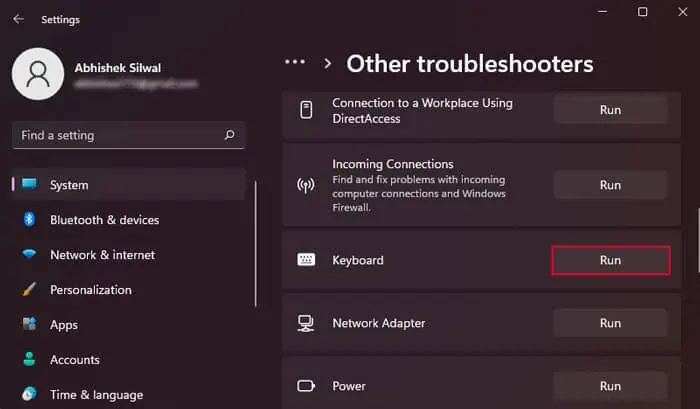 6 Ways to Fix Caps Key Not Working 4 run-keyboard-troubleshooter-1