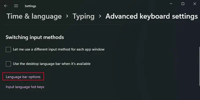 6 Ways to Fix Caps Key Not Working 2 time-language-typing-advanced-keyboard-settings-language-bar-options