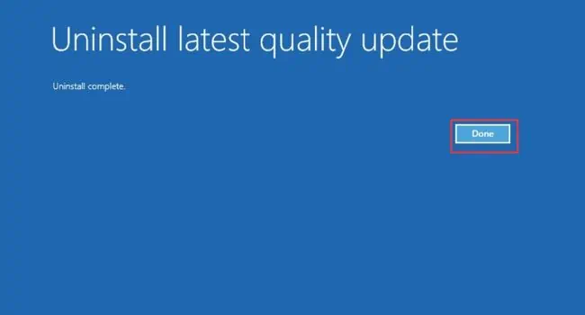 14 Ways to Fix Windows Boot Loop 43 uninstall-latest-quality-update-done
