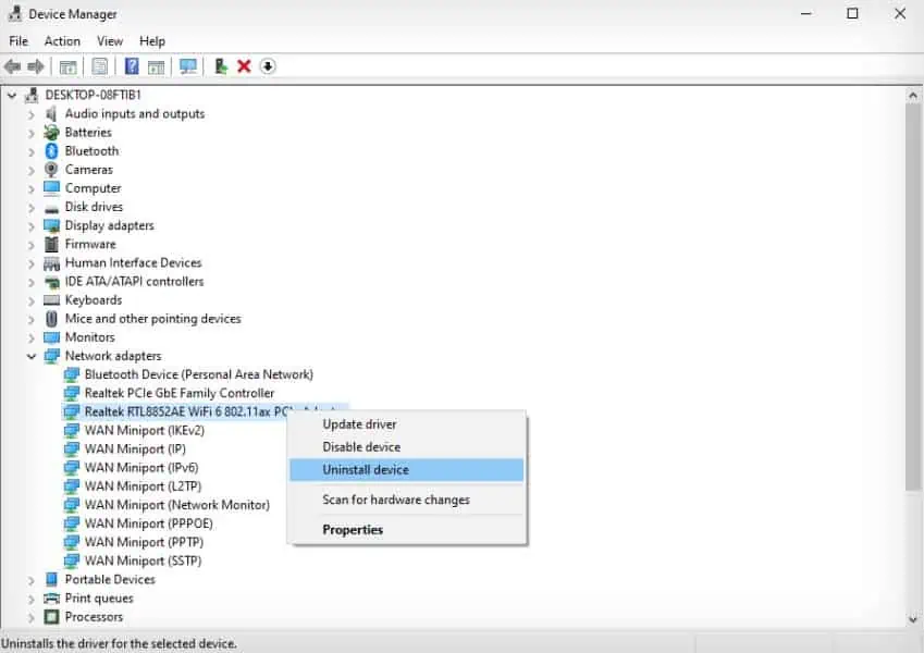 Fix: My Computer Won’t Connect to the Internet But Others Will 6 uninstall-network-driver