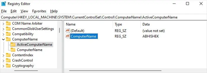 How to Change Your Computer Name In Windows 7 activecomputername-computername-registry
