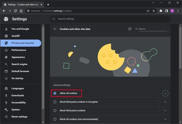 What is Error 1020: Access Denied? How to Fix it 1 allow-all-cookies-chrome
