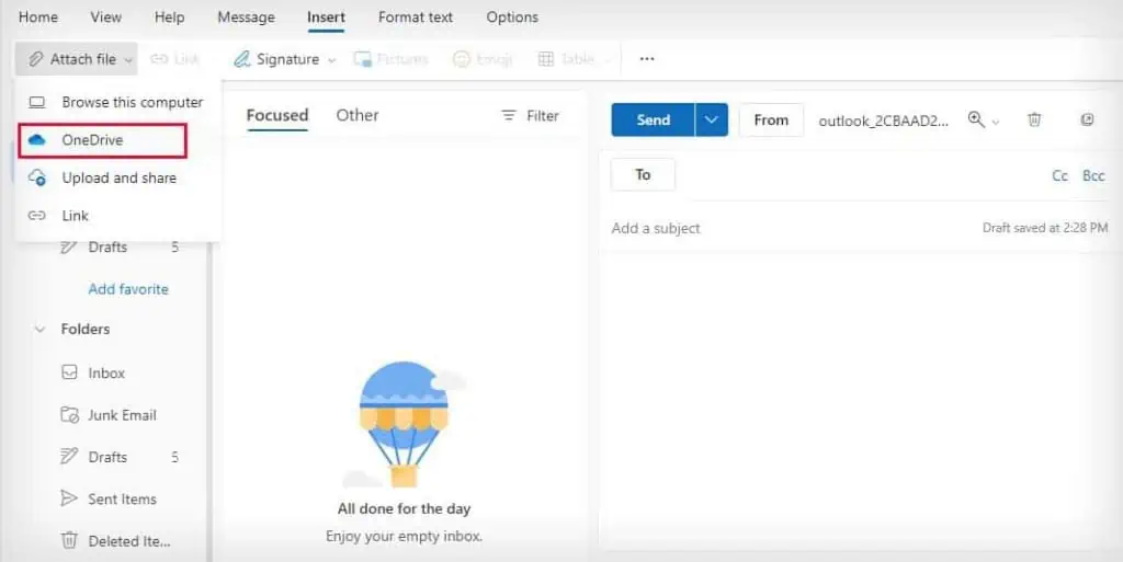 How to Send Large Files via Email? 3 Easy Ways 12 attach-file-from-onedrive-in-outlook-1-1024x513
