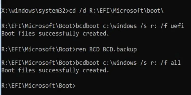bcdboot