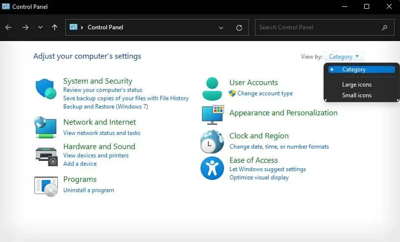 Astro A10 Mic Not Working? 7 Ways to Fix It 8 category-view-in-control-panel-1