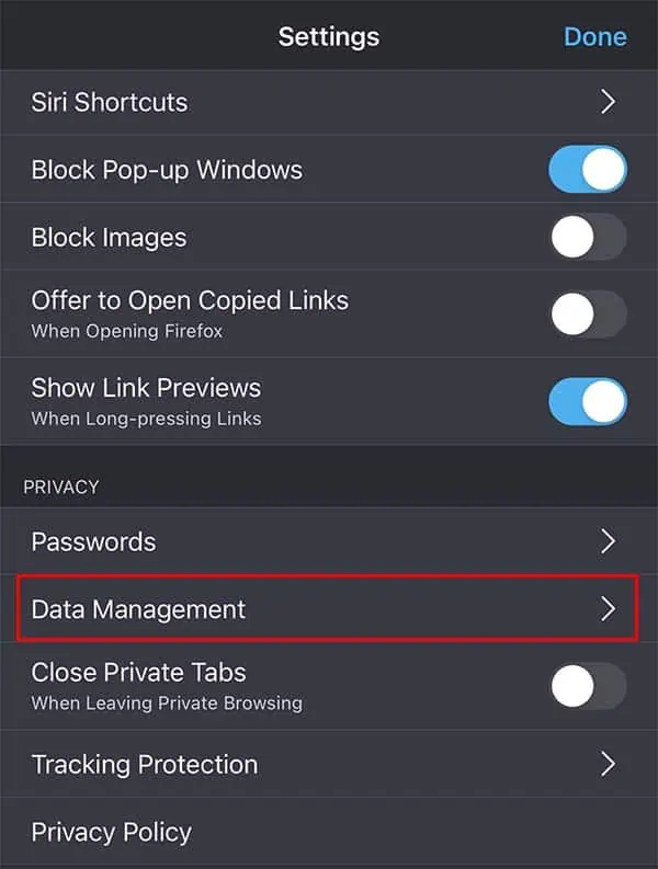firefox-setting-data-management
