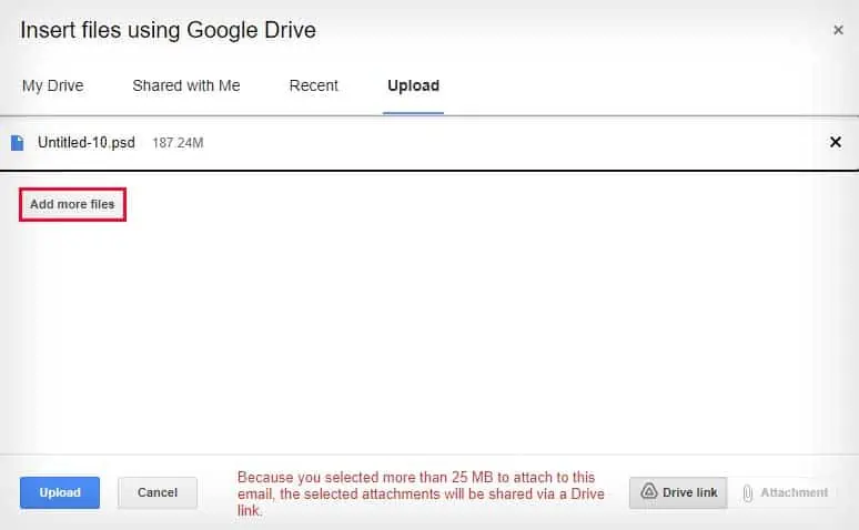 How to Send Large Files via Email? 3 Easy Ways 5 gmail-insert-files-using-google-drive-add-more-files