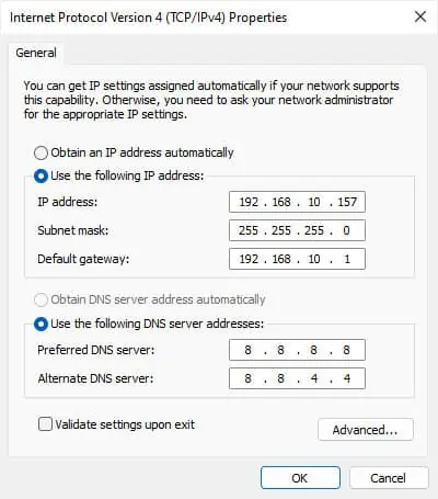 Fix: My Computer Won’t Connect to the Internet But Others Will 5 internet-protocol-version-4-use-following-ip-and-dns-server-address