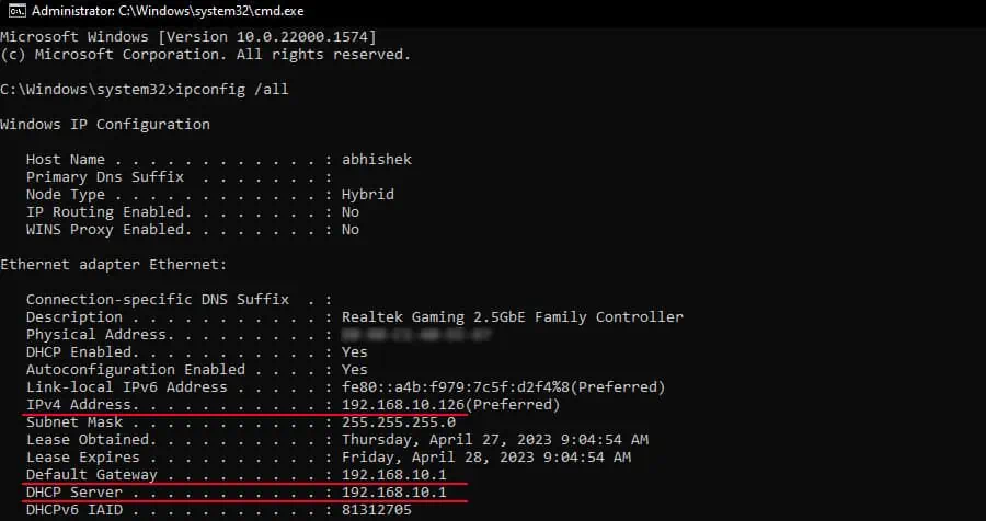 Fix: My Computer Won’t Connect to the Internet But Others Will 3 ip-gateway-and-dhcp-ipconfig-all