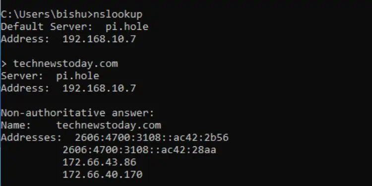 nslookup