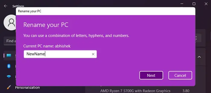How to Change Your Computer Name In Windows 2 rename-your-pc-new-name-next