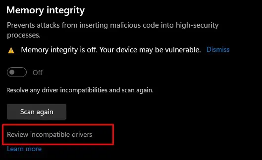 4 Ways to Fix Memory Integrity is Off on Windows 11 4 review-incompatible-driver-memory-integrity-is-off