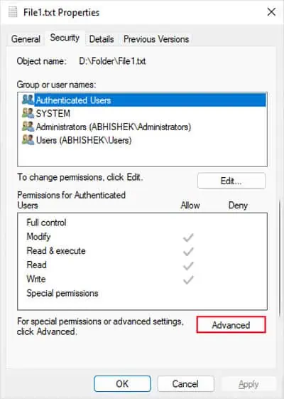 How to Force Delete a File? 5 Simple Ways 5 security-tab-advanced