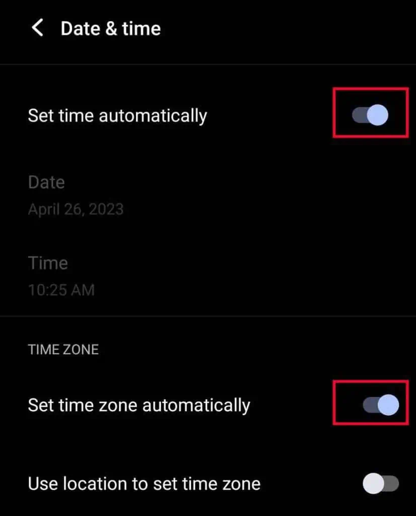 YouTube App Not Working? How to Fix It 13 set-date-and-time-automatically-826x1024