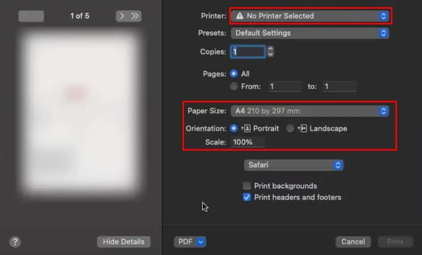 How to Print a Web Page 12 set-print-preference-in-safari