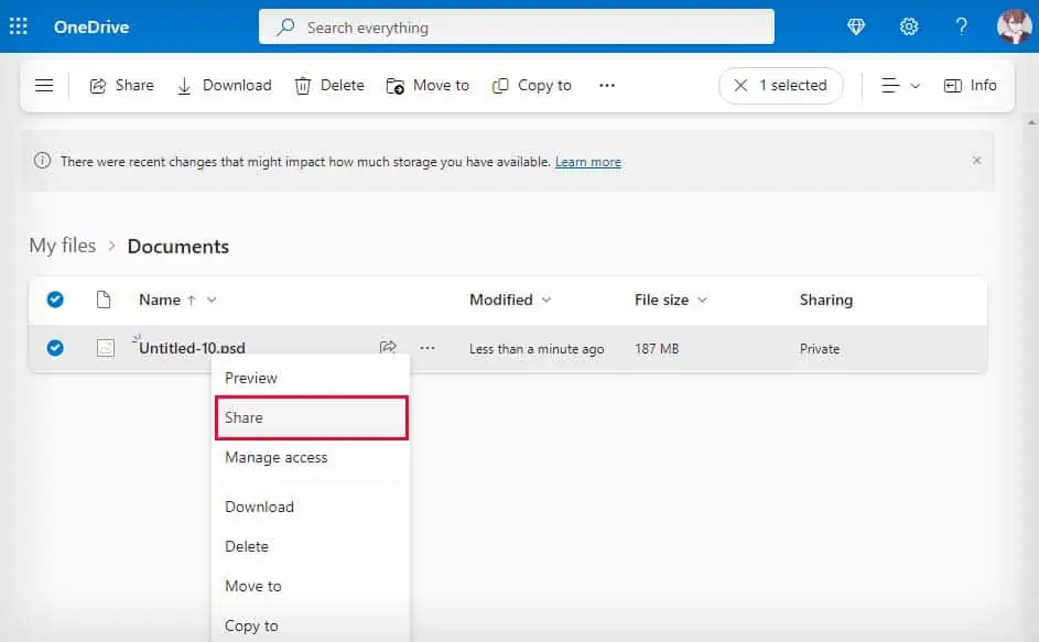 How to Send Large Files via Email? 3 Easy Ways 14 share-file-from-one-drive