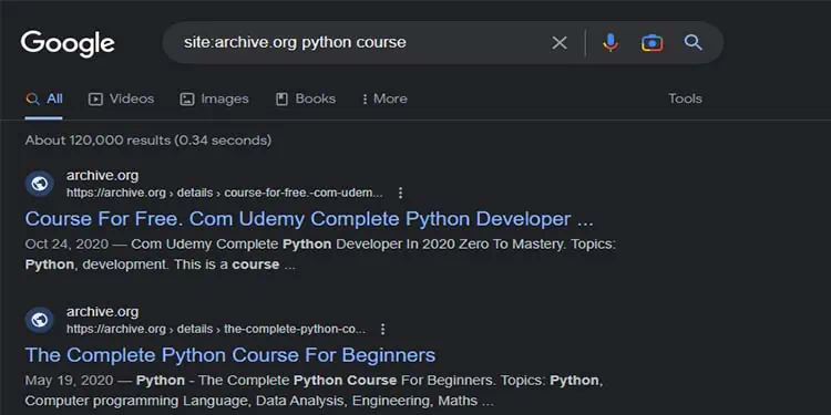 5 Ways to Google Search for PDF 5 site-archive-org-python-course