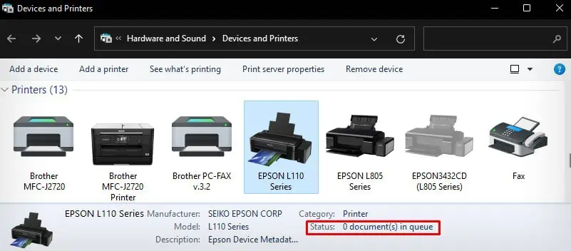 status-of-epson-printer