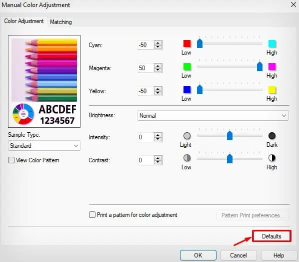 Why is My Printer Printing Pink? 6 Ways to Fix It 6 change-color-intensity-to-default-values